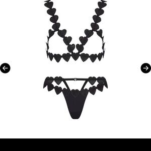 SKIMS Black Rhinestone Bralette and Thong Set